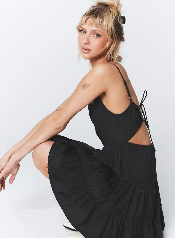 Summer Break Mini Dress Black Fashionable Mini Dress with Pockets