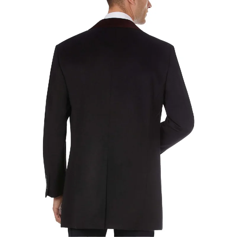 Tallia Mens Velutti Wool Blend Wool Overcoat Double-Breasted Fleece Coat