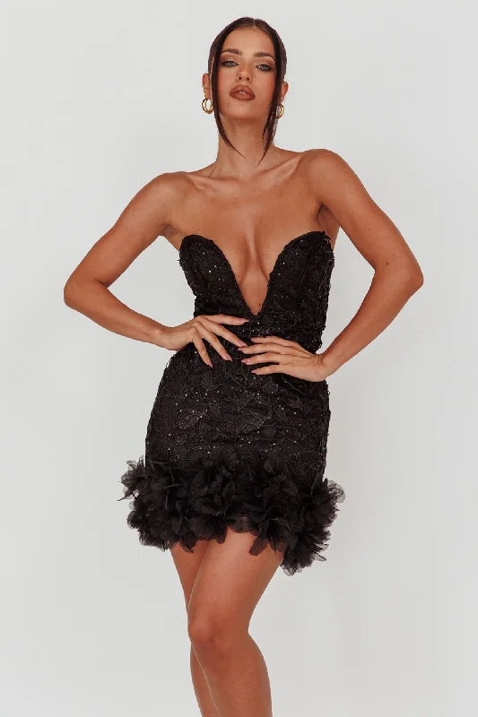 Time Of My Life Applique Mini Dress Black Fashionable Polka Dot Mini Dress