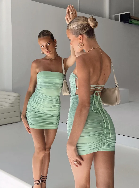 Undiscovered Mini Dress Sage Comfortable Casual Mini Dress