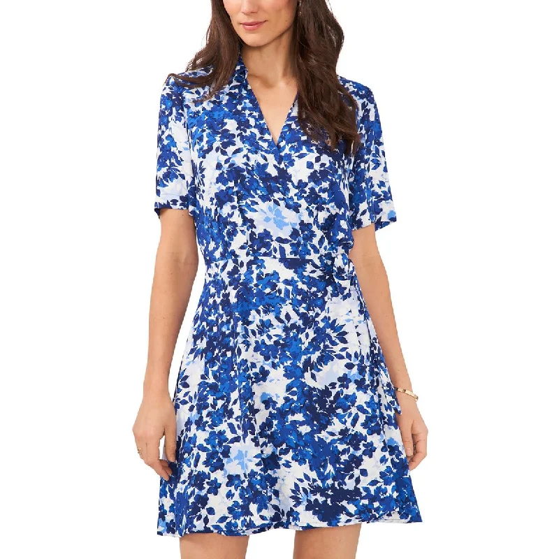 Vince Camuto Womens Floral Mini Wrap Dress Elegant Plus-Size Wrap Dress