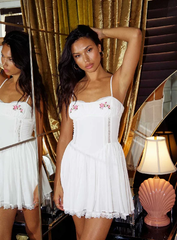 Zahra-rose Mini Dress White Elegant Mini Dress with Ruffles