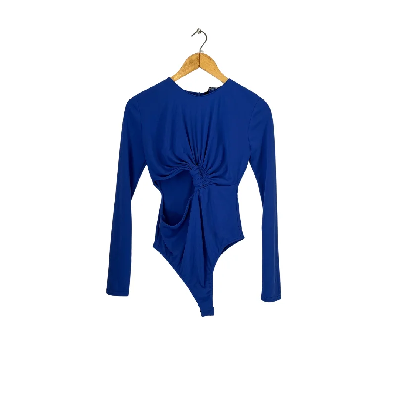 ZARA Blue Cut-Out Bodysuit | Brand New | Stylish Off-Shoulder Long Sleeve Bodysuit