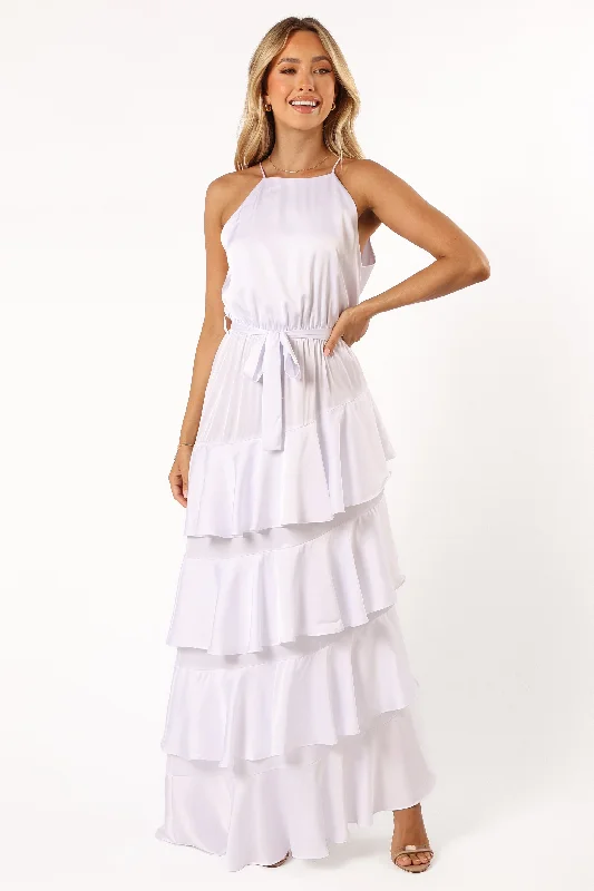 Annalise Tiered Maxi Dress - White Elegant Maxi Dress with Ruffles