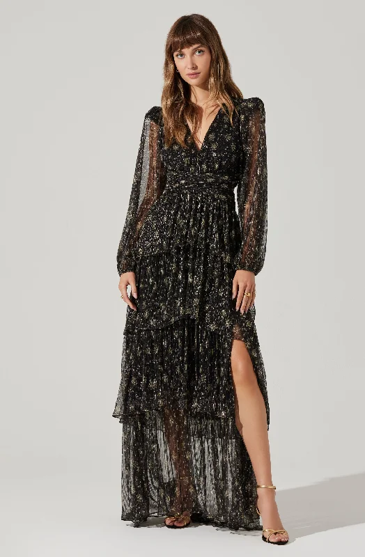 Anora Floral Tiered Maxi Dress Fashionable Asymmetrical Maxi Dress