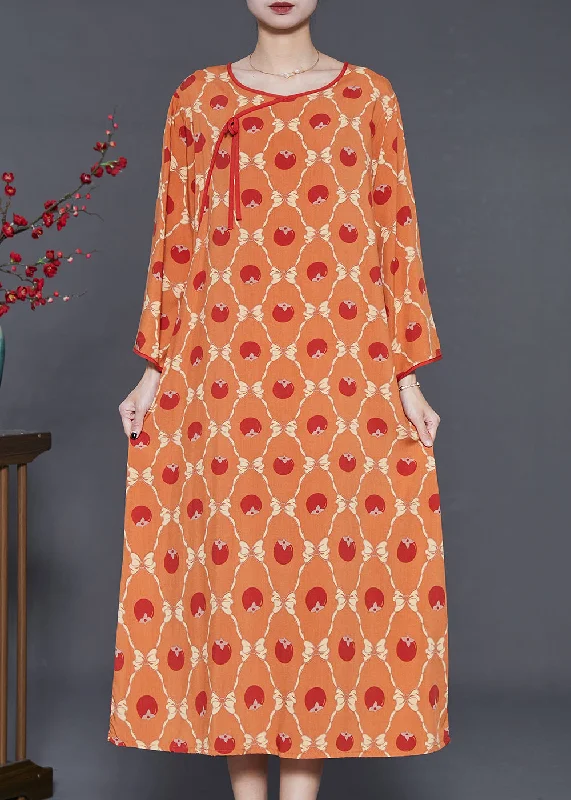 Art Orange Oversized Print Cotton Maxi Dresses Summer Classic Black Maxi Dress