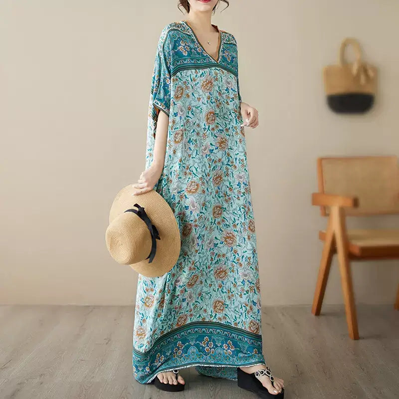 Babakud Women Breezy Floral Maxi Dress Comfortable T-Shirt Maxi Dress
