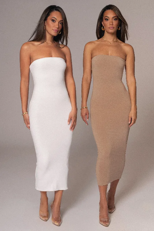Beige/Ivory Shelley Reversible Maxi Dress Cozy Ruffle Sleeve Maxi Dress