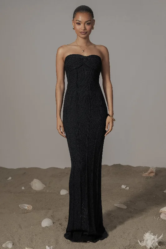 Black Blanca Strapless Maxi Dress Stylish Off-Shoulder Maxi Dress