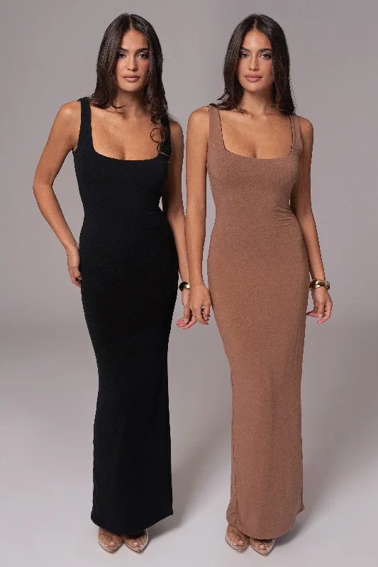 Black/Pecan Keidi Reversible Maxi Dress Trendy Maxi Dress with Bow
