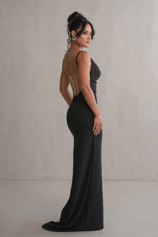 Black Until Forever Maxi Dress Fashionable High-Waist Maxi Dress