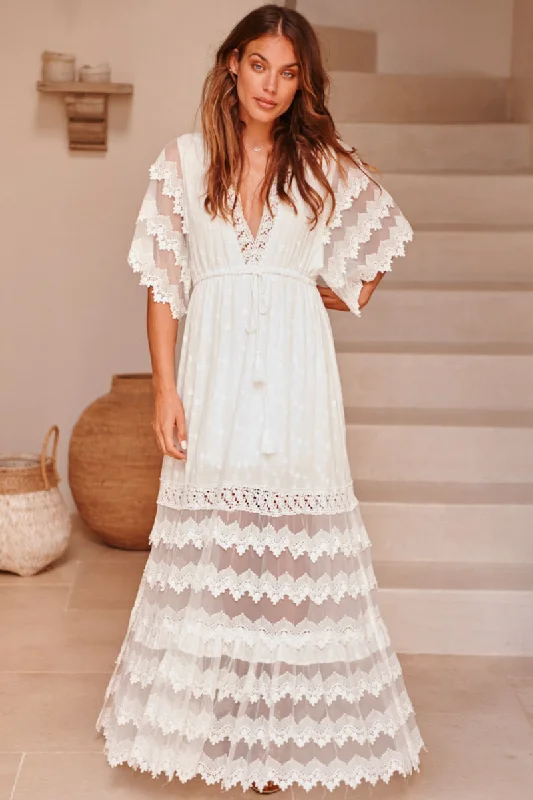 Bungalow Maxi Dress - White Jaase Cozy Spaghetti Strap Maxi Dress