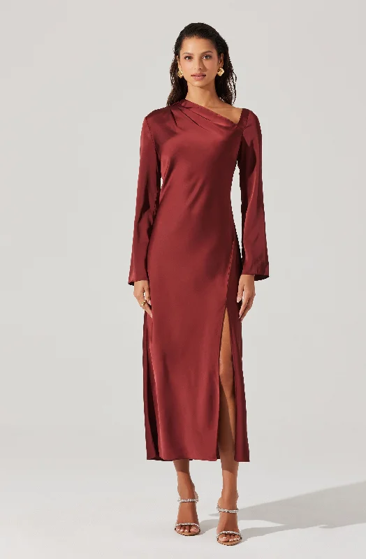 Catriona Satin Maxi Dress Classic V-Neck Maxi Dress