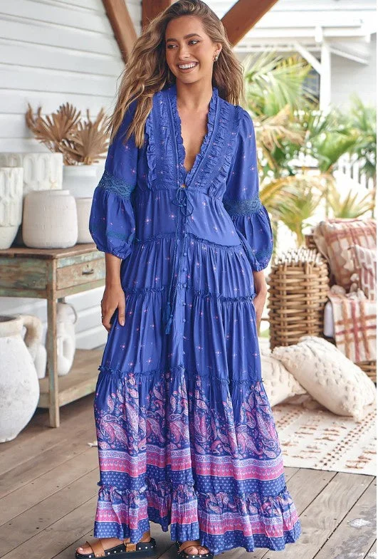 Celestial Print Tae Maxi Dress Elegant Lace Maxi Dress