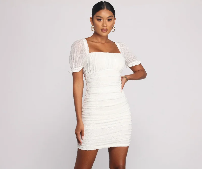 Romance In Stylish Ruffles Mini Dress Chic Puff Sleeve Mini Dress