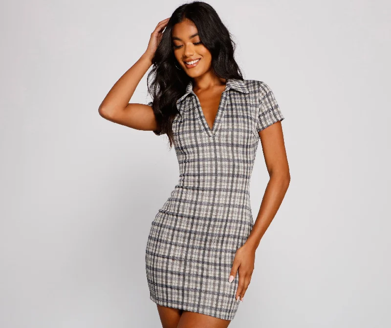 Preppy Trendsetter Stylish Plaid Mini Dress Trendy A-Line Mini Dress