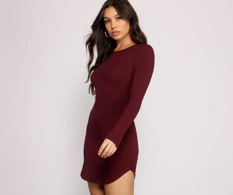 Back to Basics Charming Knit Mini Dress Fashionable Boho-Chic Mini Dress