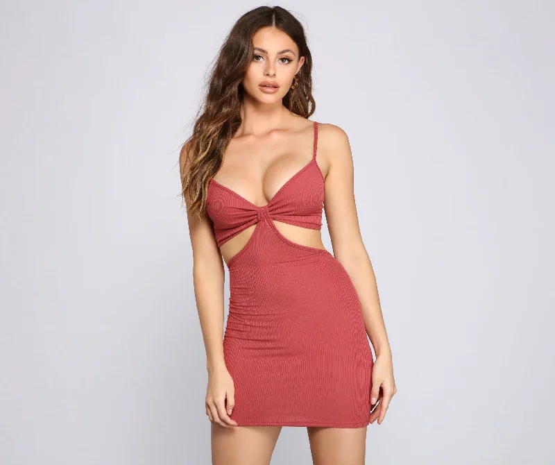 Absolute Bombshell Stylish Cutout Mini Dress Trendy Off-Shoulder Dress Mini