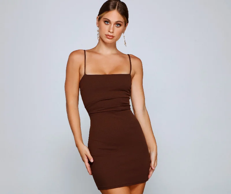 Play It Cool Charming Crepe Mini Dress Casual High-Waist Mini Dress