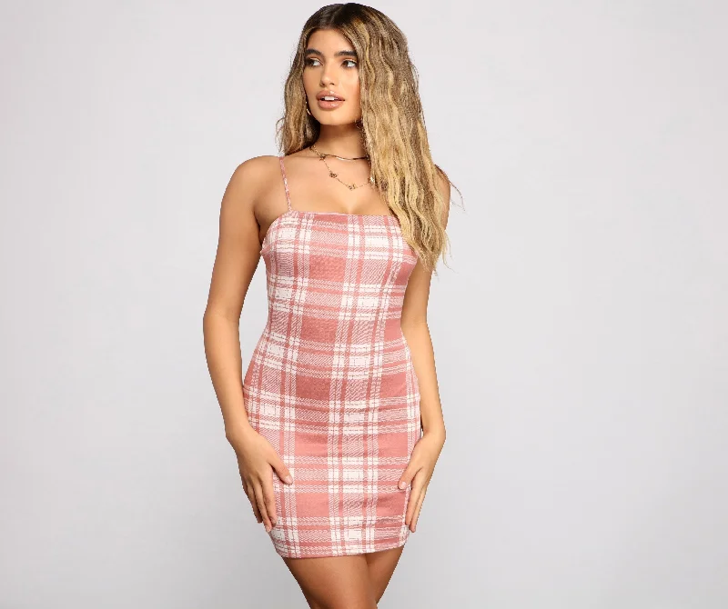 Pep It Up Charming Plaid Mini Dress Elegant Velvet Mini Dress