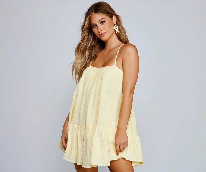 Effortless Flowy Stylish A-Line Mini Dress Modern Satin Mini Dress