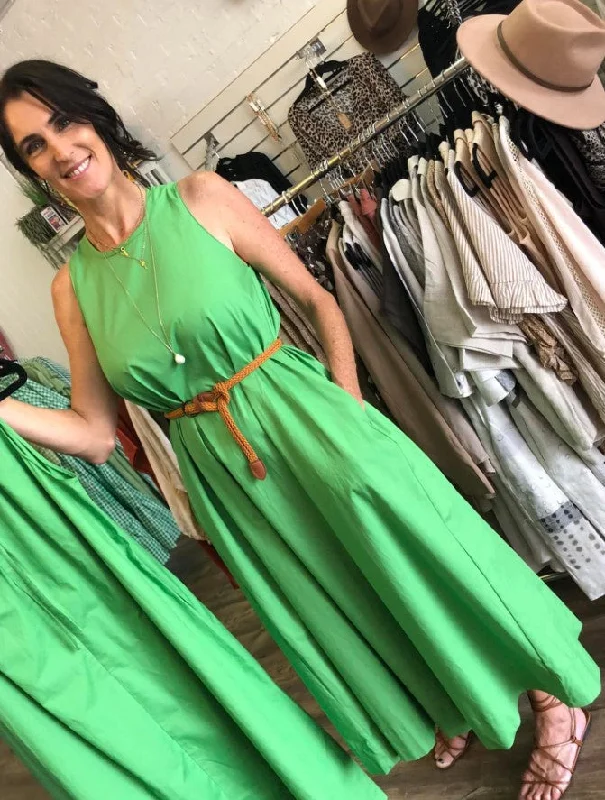 Colby Poplin Maxi dress green Fashionable Maxi Dress with Fringe