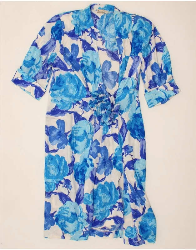 DAVIDE CENCI Womens Wrap Dress IT 48 XL Blue Floral Trendy Floral Print Wrap Dress