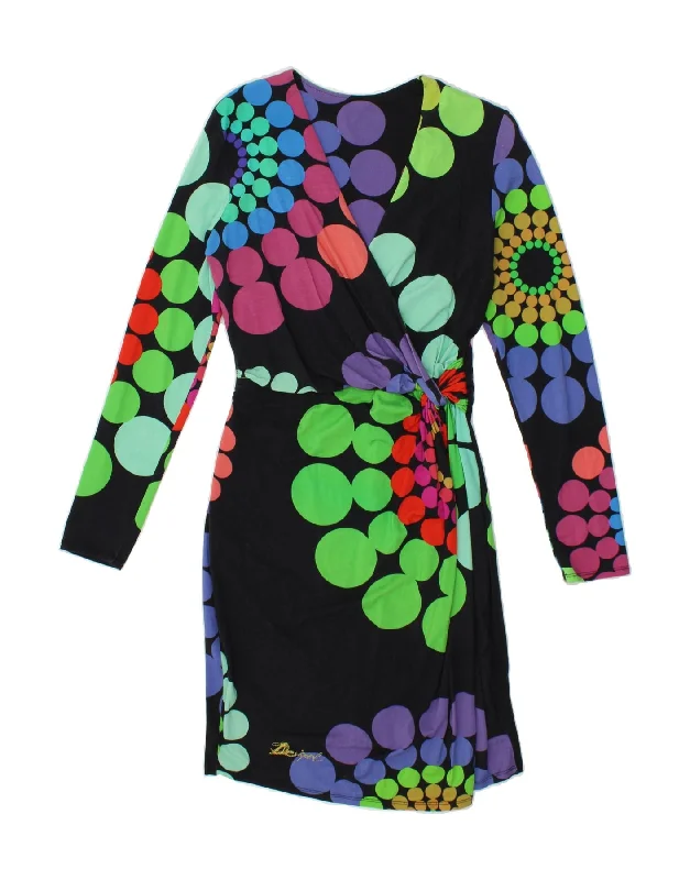 DESIGUAL Womens Abstract Pattern Wrap Dress UK 14 Large Multicoloured Stylish High-Waisted Wrap Dress