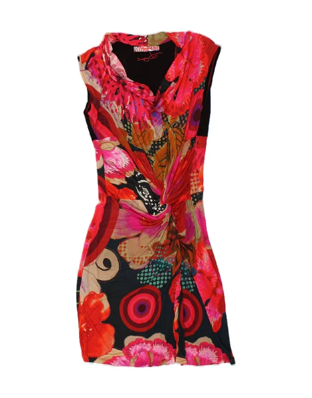 DESIGUAL Womens Sleeveless Maxi Dress UK 14 Large Pink Floral Cozy Wrap Maxi Dress