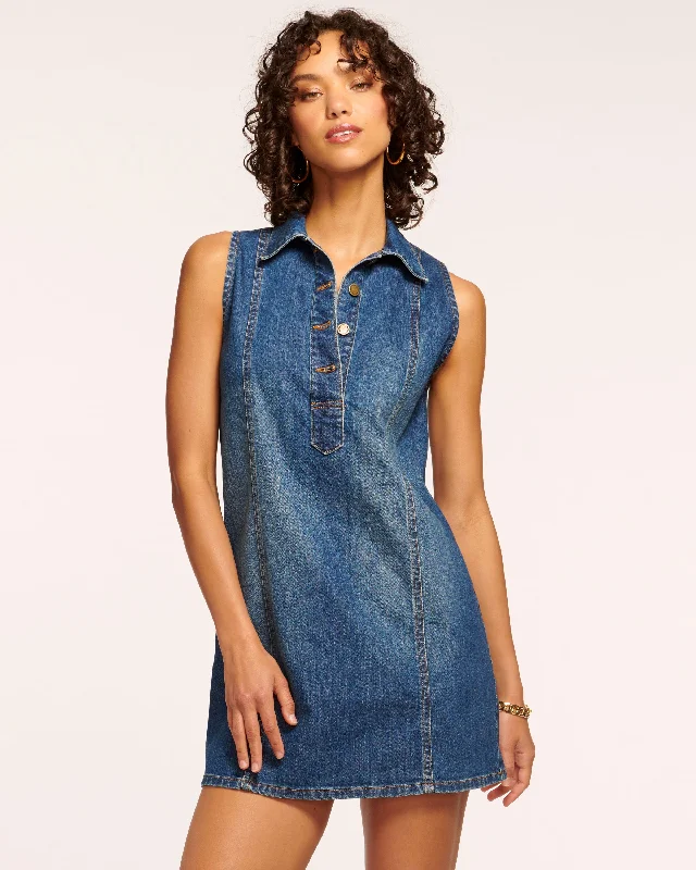 Donnie Relaxed Denim Mini Dress Stylish Ruffle Mini Dress