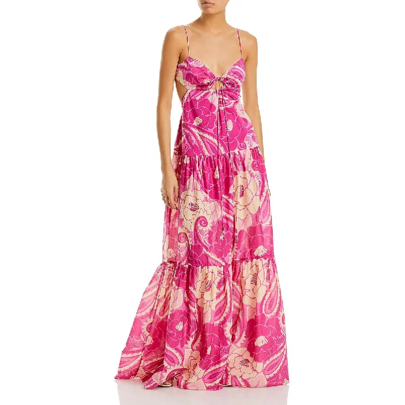 FARM Rio Womens Floral Print Cotton Maxi Dress Fashionable Faux Wrap Maxi Dress