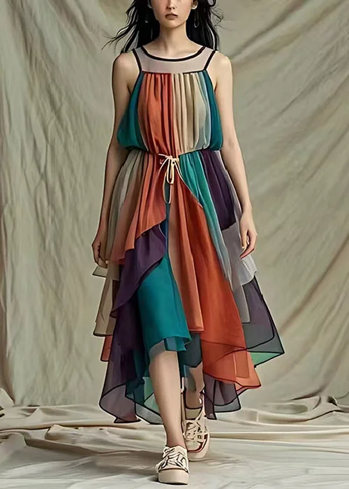 Fitted Colorblock Cold Shoulder Tie Waist Tulle Maxi Dresses Summer Comfortable Fit-and-Flare Maxi Dress Fitted Colorblock Cold Shoulder Tie Waist Tulle Maxi Dresses Summer Comfortable Fit-and-Flare Maxi Dress