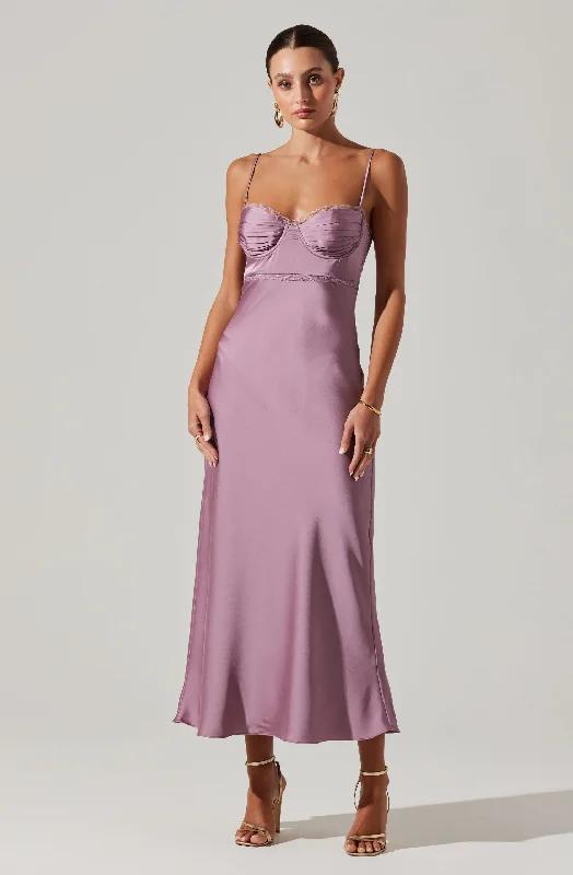 Florianne Satin Maxi Dress Fashionable High-Waist Maxi Dress