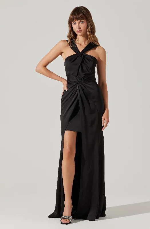 Georgiana Halter Neck Maxi Dress Cozy Knit Maxi Dress