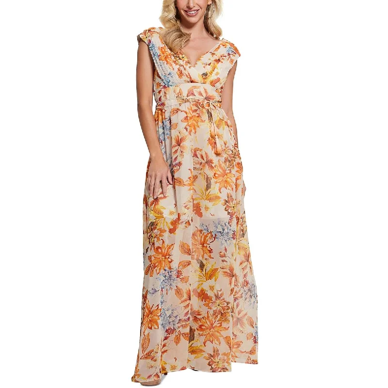 Guess Womens Daytime Long Maxi Dress Trendy Ruffled Maxi Dress
