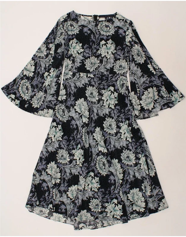 HOUSE OF HACKNEY Womens 3/4 Sleeve Maxi Dress UK 10 Small Navy Blue Floral Stylish A-Line Maxi Dress HOUSE OF HACKNEY Womens 3/4 Sleeve Maxi Dress UK 10 Small Navy Blue Floral Stylish A-Line Maxi Dress