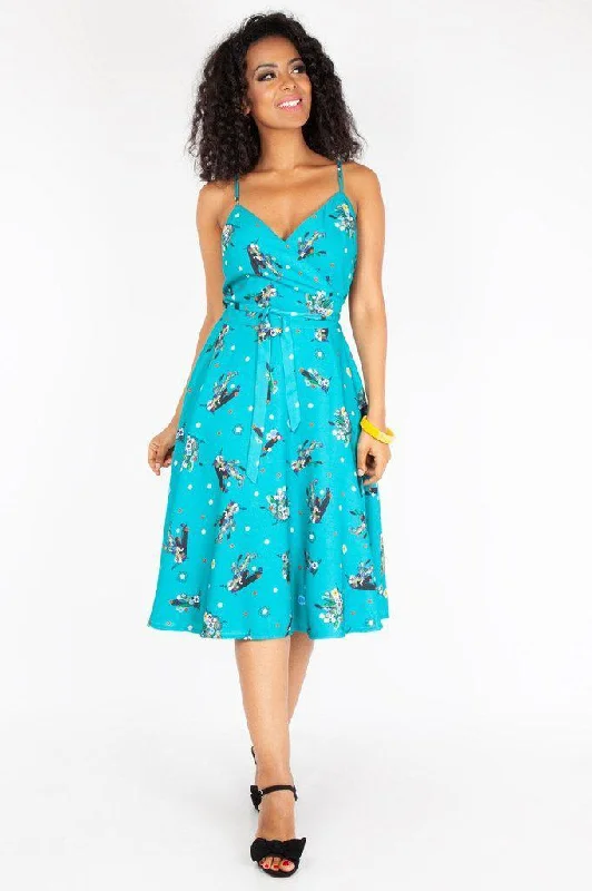 Iris Cactus Print Wrap Dress Comfortable Wrap Dress with Pleats