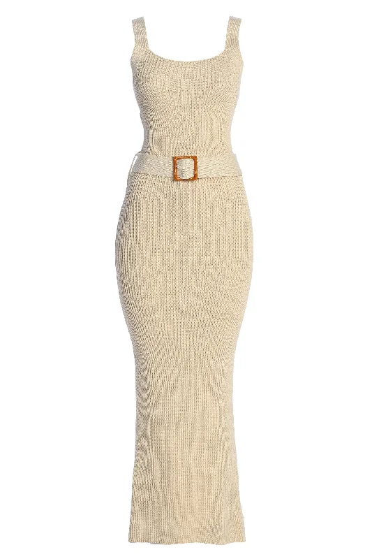 Ivory Moonrise Ribbed Maxi Dress Trendy Button Front Maxi Dress