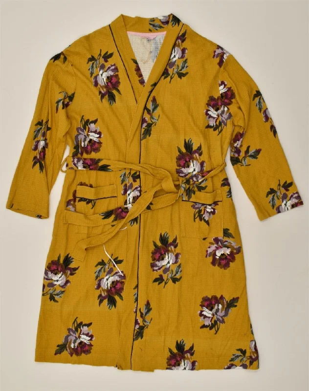 JOULES Womens Robe Wrap Dress UK 16 Large Yellow Floral Elegant Plus-Size Wrap Dress