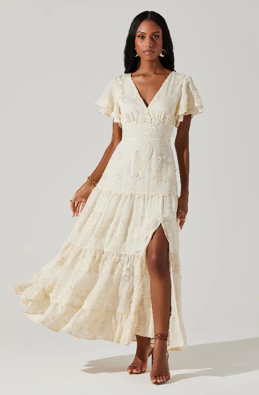 Junia Embroidered Tiered Maxi Dress Fashionable Asymmetrical Maxi Dress