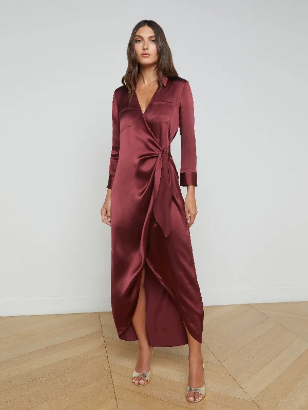 Kadi Silk Wrap Dress Trendy Faux Wrap Dress