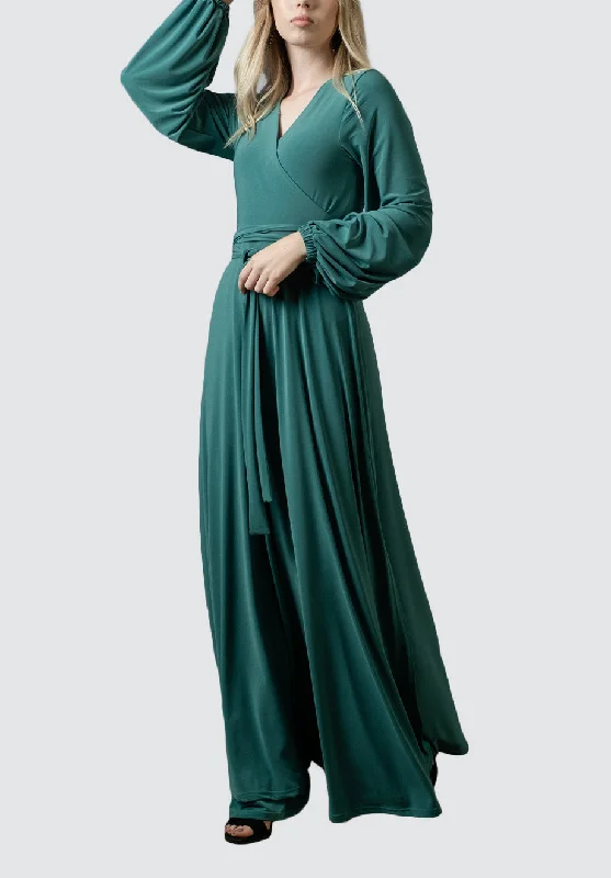 Maxi Wrap Dress | Ocean Foam Stylish Color-Block Wrap Dress