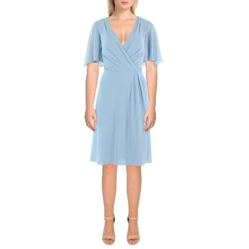 Lauren Ralph Lauren Womens Georgette Surplice Midi Wrap Dress Cozy Wrap Dress for Fall