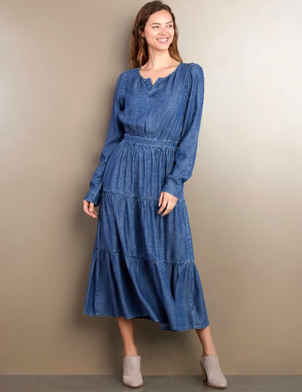 Layers Denim Maxi Dress Stylish Boho Maxi Dress