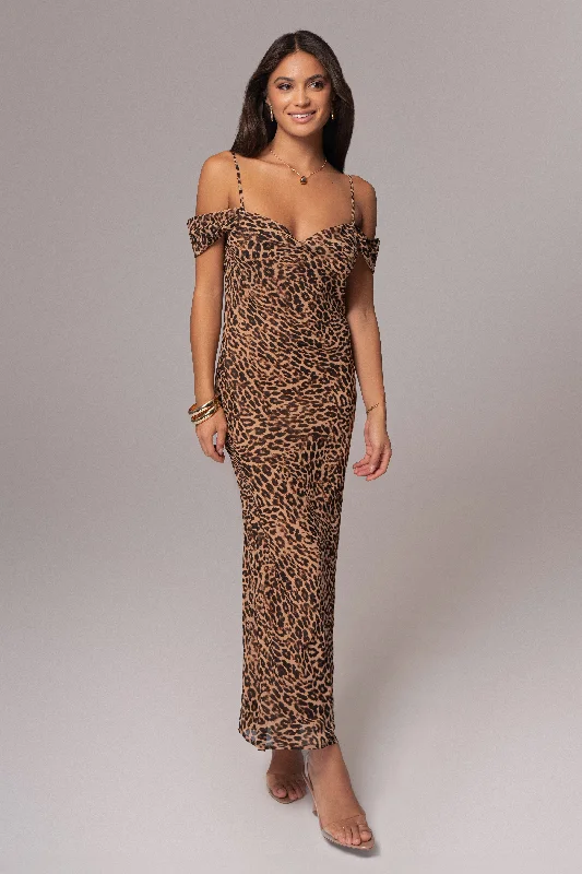 Leopard Print Hera Maxi Dress Elegant Floral Maxi Dress