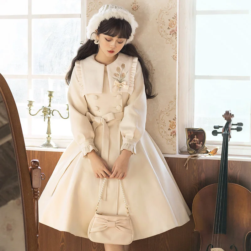 Letters from Unknown Star~Tulip Coat~Winter Elegant Lolita Dress Overcoat Wrap-Style Wool Coat