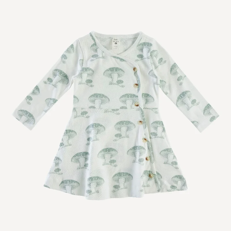 long sleeve wrap dress | jadeite toadstool | organic cotton jersey Chic Floral Print Wrap Dress