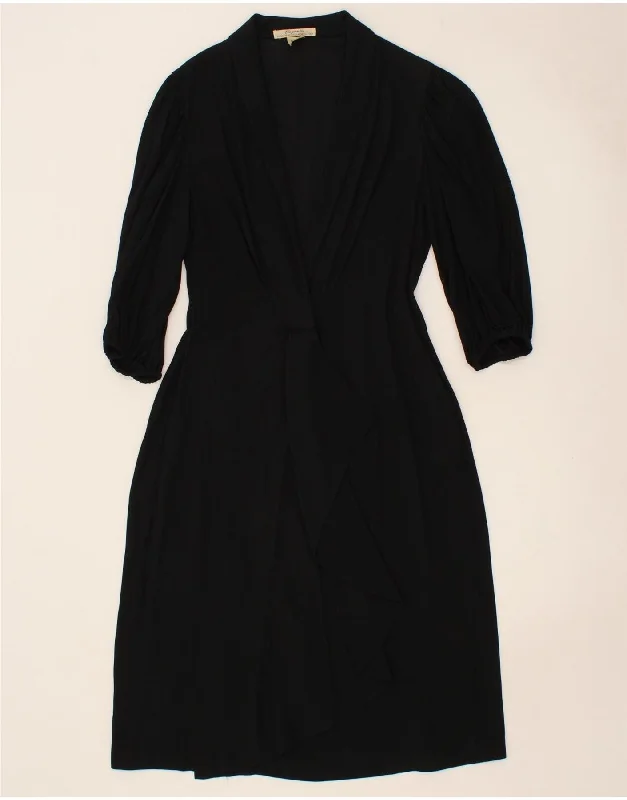 LUISA SPAGNOLI Womens 3/4 Sleeve Maxi Dress IT 38 XS Black Viscose Trendy Ruffled Maxi Dress LUISA SPAGNOLI Womens 3/4 Sleeve Maxi Dress IT 38 XS Black Viscose Trendy Ruffled Maxi Dress