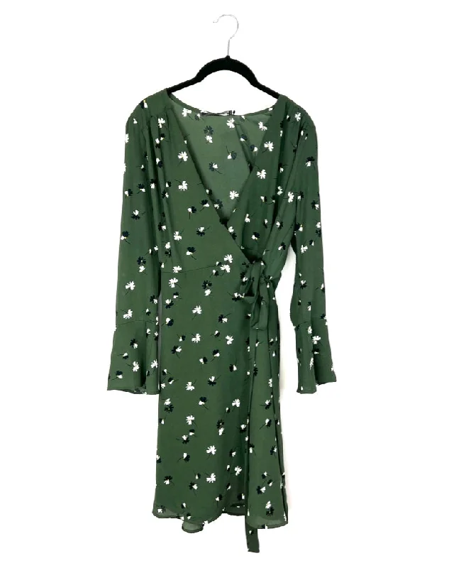 Floral Wrap Dress - Size 2 Elegant Embellished Wrap Dress