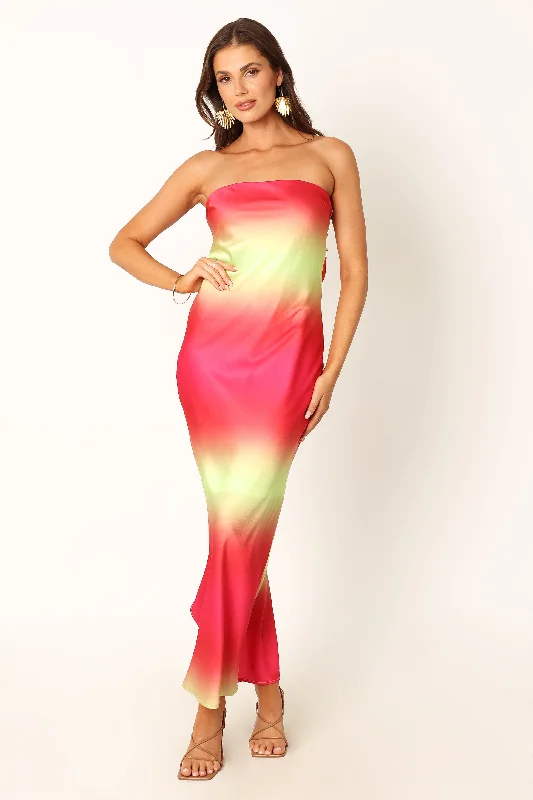 Malorca Strapless Maxi Dress - Pink Lime Cozy Knit Maxi Dress